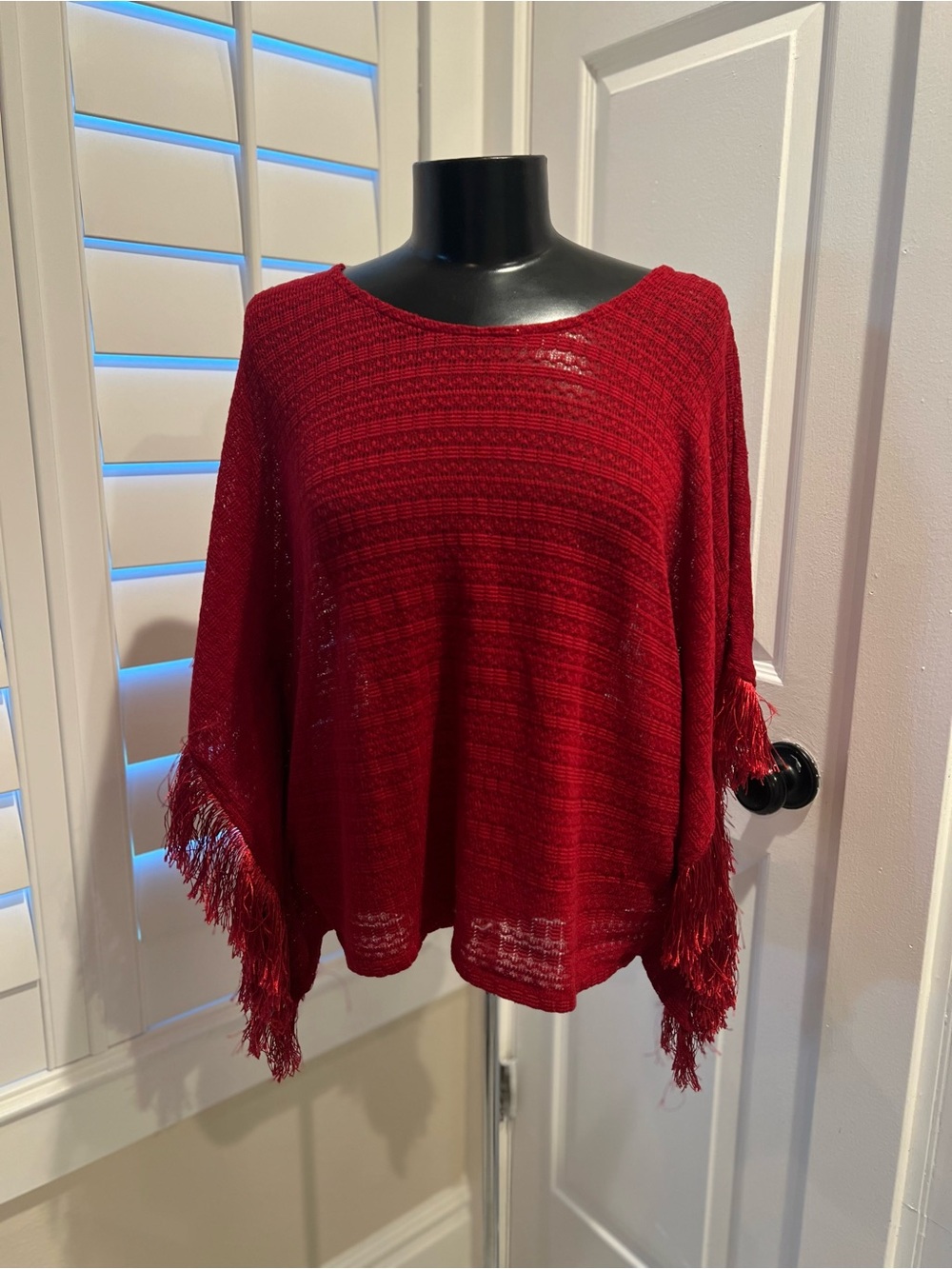Red Knit Fringe Top